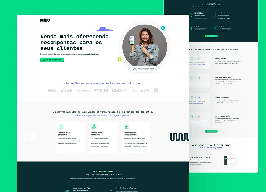 Minu, landing page