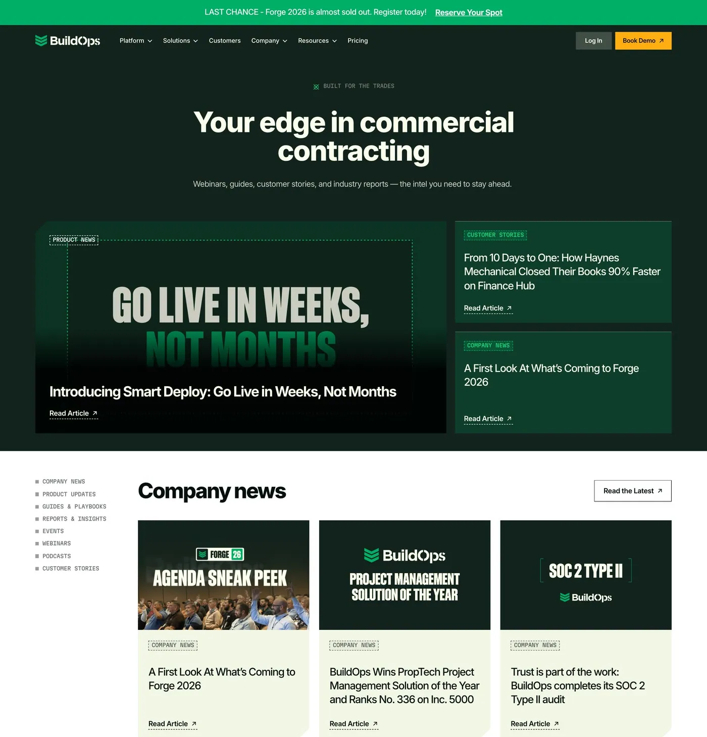 BuildOps, a listing page