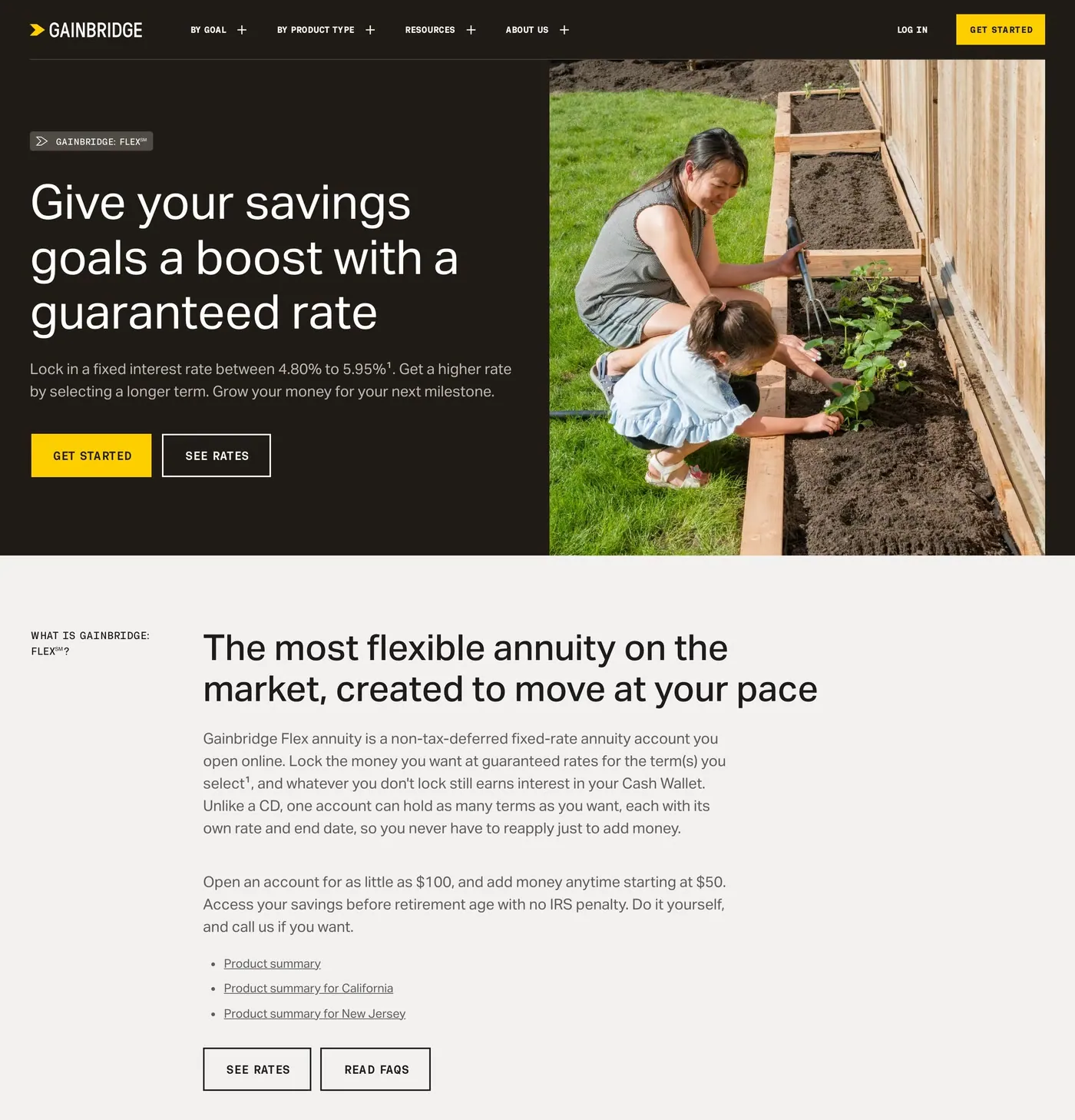 Gainbridge, a product page